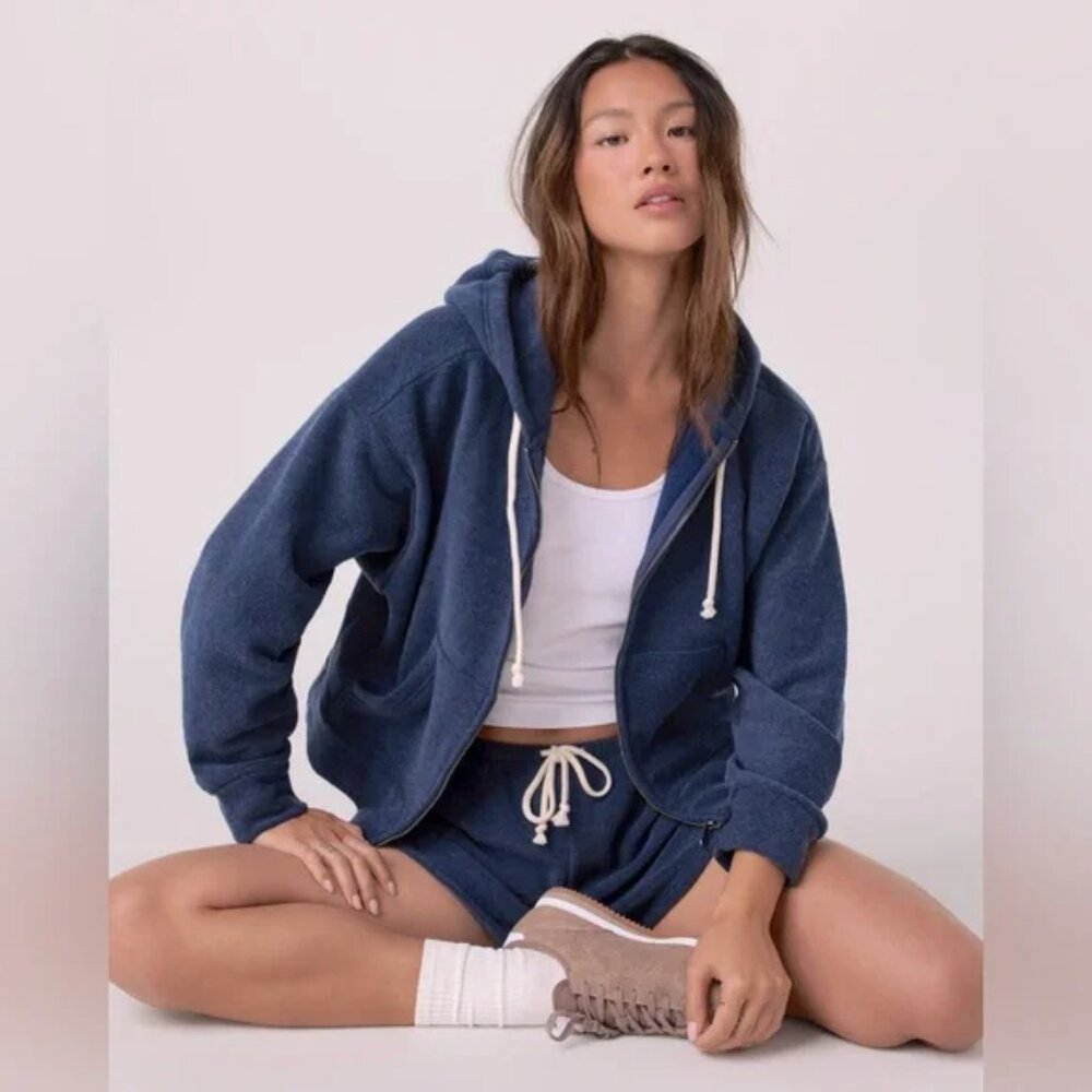 Vuori Beach Fleece Full Zip Hoodie Women's Medium Blue Coast Like New!